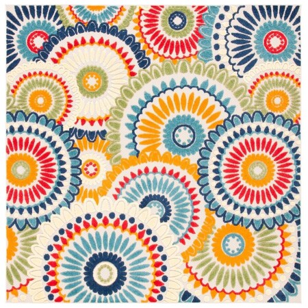 Safavieh 8 x 8 ft. Cabana 382M Power Loomed Square Area Rug Blue & Ivory CBN382M-8SQ